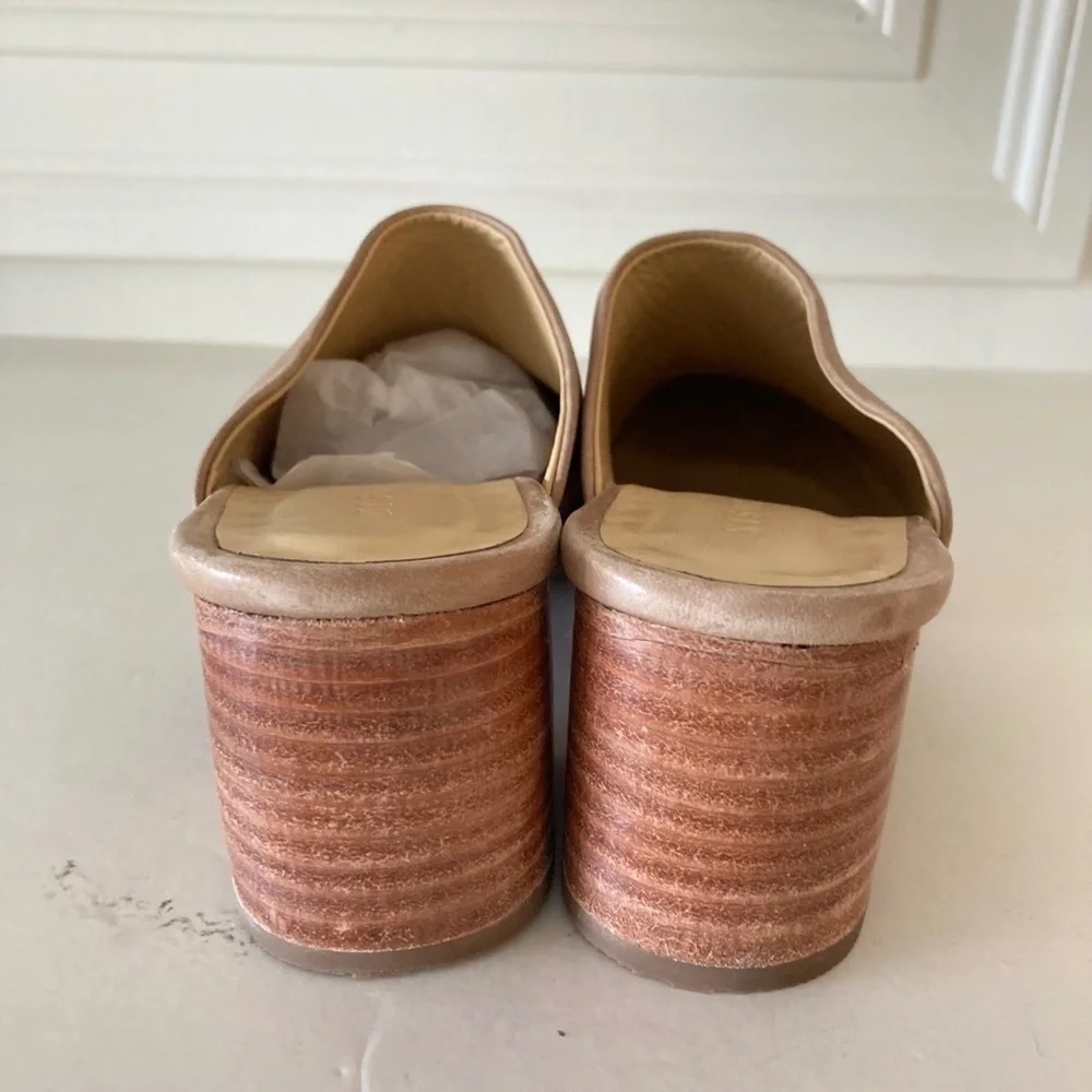 Nisolo Anthropologie All Day Honey Leather Heeled Mules Sz 7.5 - Picture 6 of 7